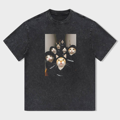 Cute Cat Faces Graphic Print Unisex T-Shirt