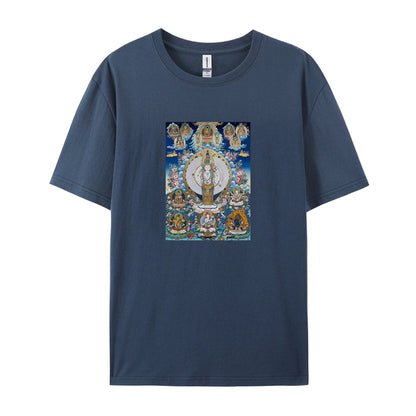 Buddhist Thangka Art T-Shirt for Men Women - Tibetan Mandala Design - Spiritual Meditation Clothing - Comfortable Casual Tee - Unique Gift Idea