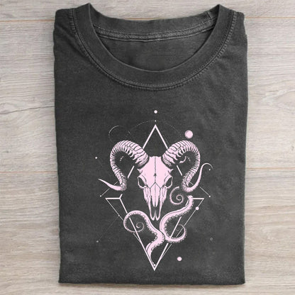 Baphomet Skull Graphic Tee Men's Cotton Short Sleeve T-Shirt
