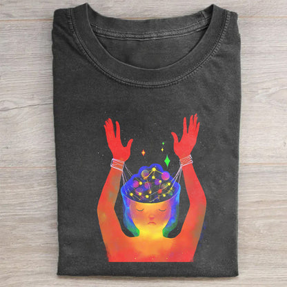 Colorful Galaxy Hands Graphic T-Shirt