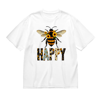 Bee Happy Sunflower Graphic T-Shirt