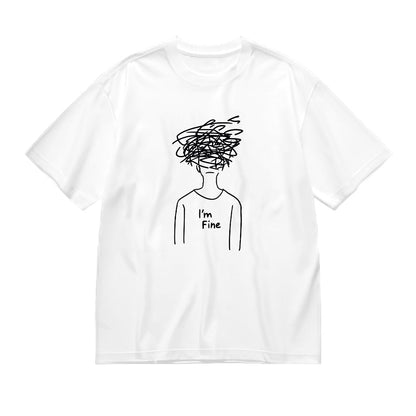 I'm Fine Scribble Design Graphic T-Shirt