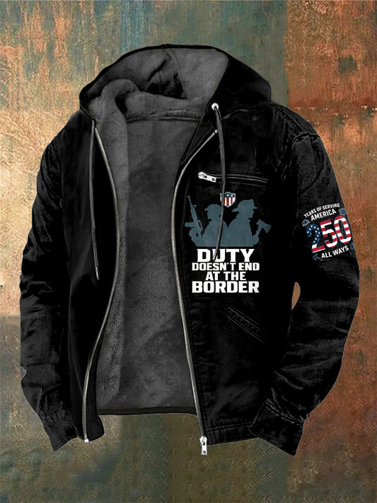 Retro 250th Anniversary Printed Hooded Jacket For Men