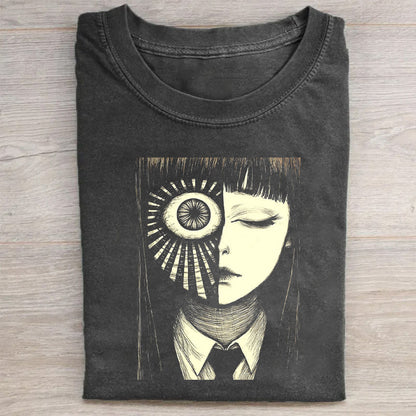 Artistic Graphic T-Shirt with Unique Sun Eye Design for Men Women - Fashionable Unisex Tee Shirt