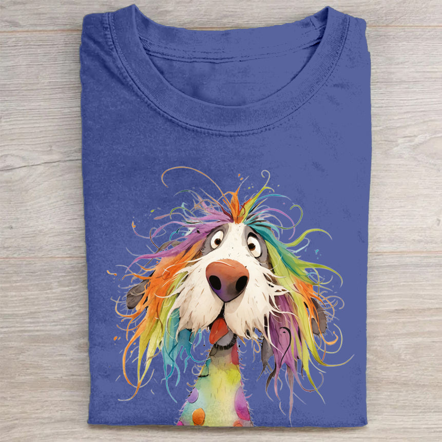Funny Cute Dog Art Print Casual Short Sleeve T-Shirt