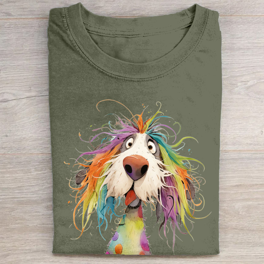 Funny Cute Dog Art Print Casual Short Sleeve T-Shirt
