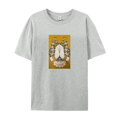 Buddha Face Lotus Flower Design Graphic T-Shirt for Women Men Unisex Casual Cotton Tee Top