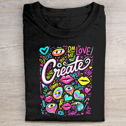 Colorful Graphic Design T-Shirt Love & Create Art Tee