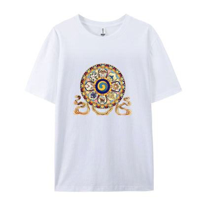 Mandala Design T-Shirt for Men Women - Colorful Buddhist Art Graphic Tee - Spiritual Yoga Meditation Clothing - Unique Cultural Symbol Print Top - Comfortable Casual Daily Wear Shirt