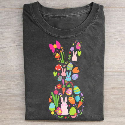 Colorful Easter Egg Bunny Graphic T-Shirt