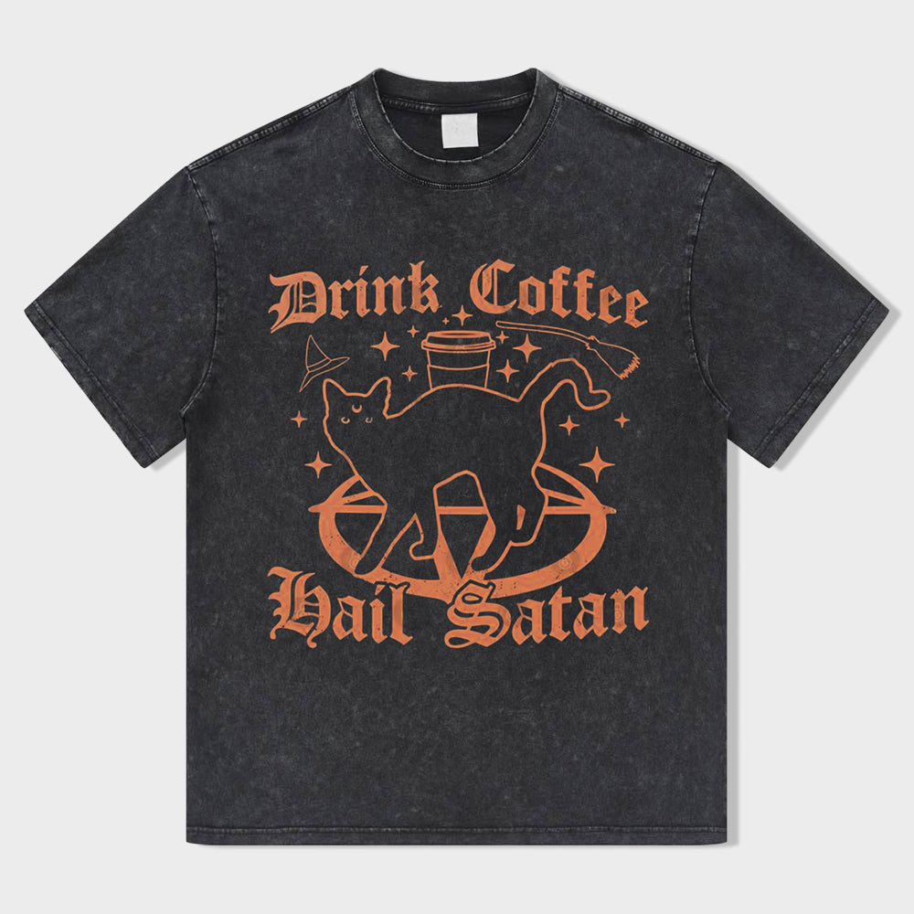 Confident and flamboyant Wildcat Acid Wash T-Shirt - heygraff