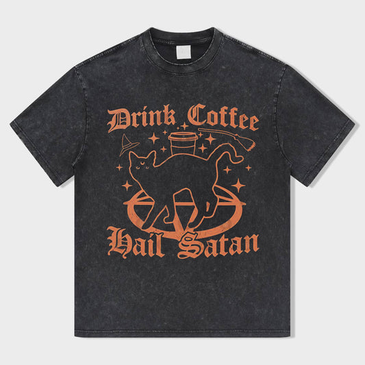 Confident and flamboyant Wildcat Acid Wash T-Shirt - heygraff