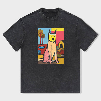 Artistic Dog Print Casual T-Shirt