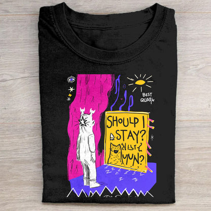 Should I Stay Positive Space Astronaut Graphic T-Shirt