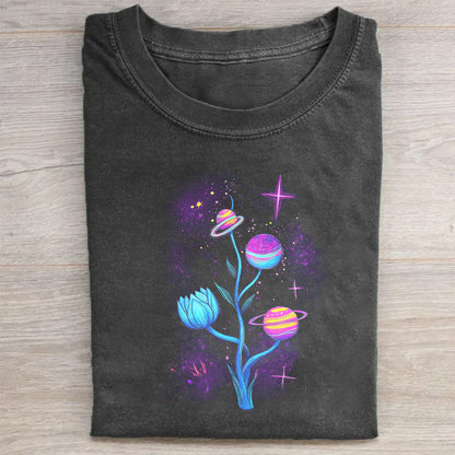 Galaxy Tree Design Graphic Tee for Men Women Unisex Casual Cotton T-Shirt