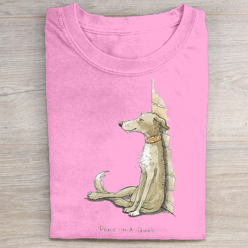 Scrawled Puppy Art Cute Dog Print Casual Short Sleeve T-Shirt