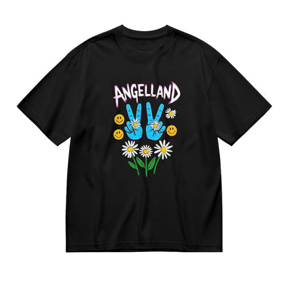 Angelland Peace Sign Daisy Flower Graphic T-Shirt