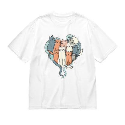 Cute Cats Graphic Print Women's Casual T-Shirt