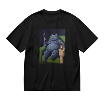 Chill Cat Smoking Cigar Graphic T-Shirt