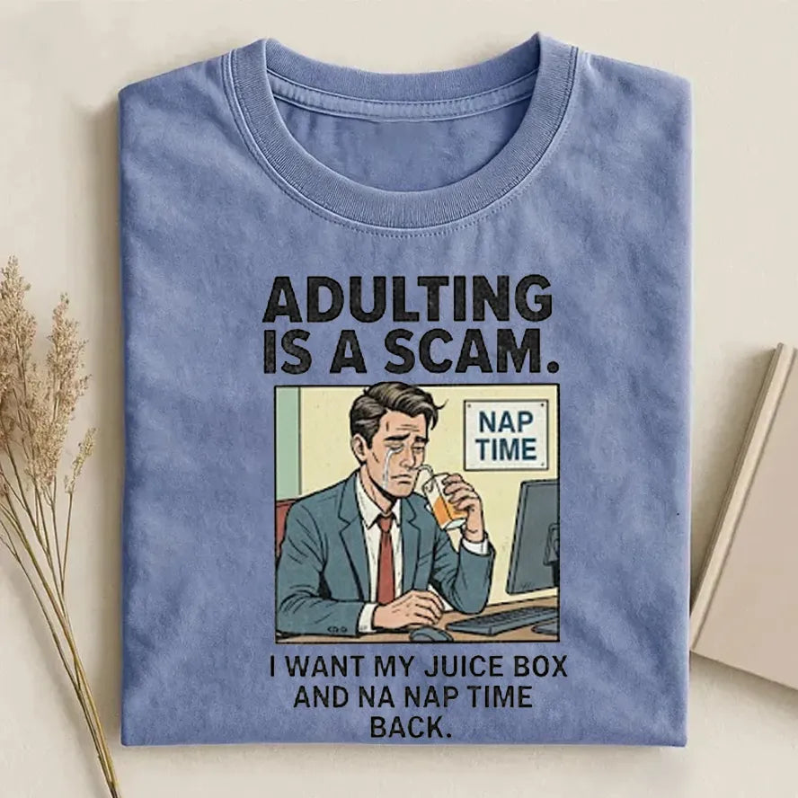 ADULTING IS A SCAM Washed Cotton T-shirt