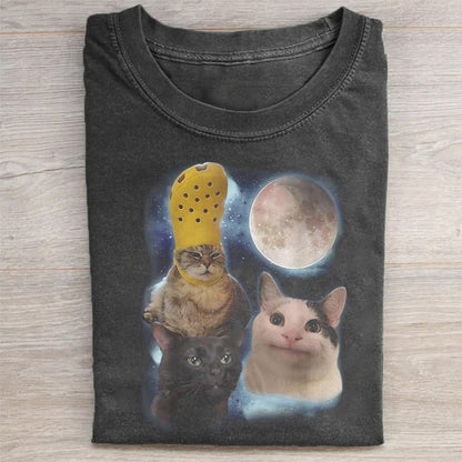 Three Cat Moon T-shirt