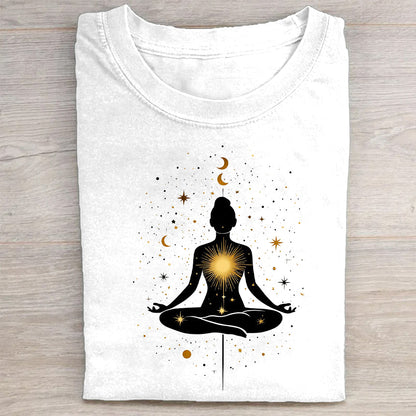 Meditation Yoga Silhouette Graphic Print T-Shirt