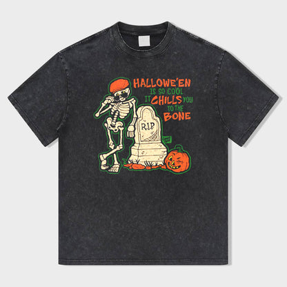 Tombstone Ghost Party Acid Wash T-Shirt - heygraff