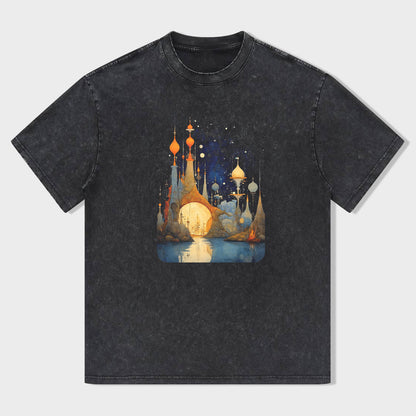 Mystical Night Castle Graphic T-Shirt