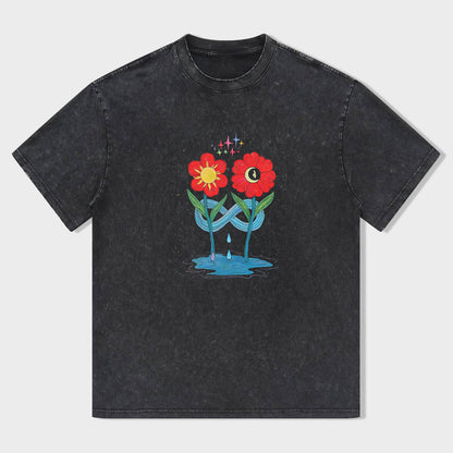 Floral Design Graphic Print Men's Casual T-Shirt