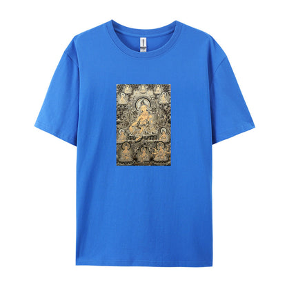 Buddhist Art T-Shirt  Golden Buddha Design  Spiritual Meditation Clothing  Unique Religious Graphic Tee  Men Women Unisex Fit  Comfortable Casual Wear  Traditional Zen Buddhism Apparel