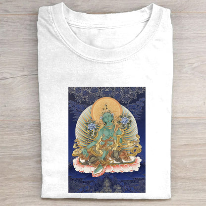 Green Tara Tibetan Buddhist Deity Spiritual Art White T-Shirt