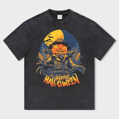 Halloween Harvest Night Acid Wash T-Shirt - heygraff