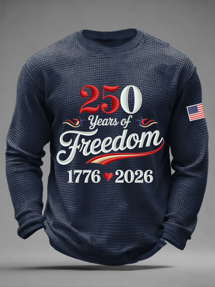 250th Anniversary Waffle Print Casual T-Shirt For Men