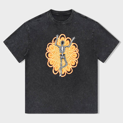 Skull Skeleton Floral Graphic Print Men's Casual T-Shirt