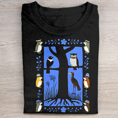 Blue Graphic Design Black T-Shirt