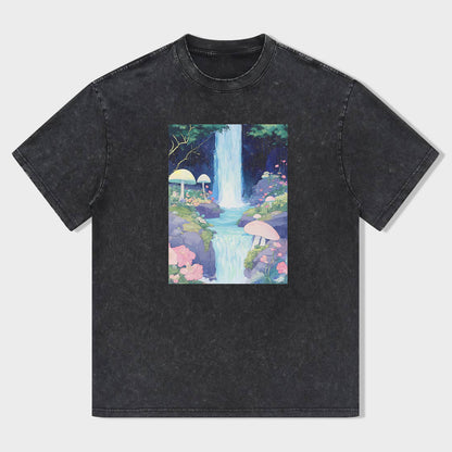 Enchanted Forest Waterfall Graphic T-Shirt