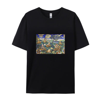 Buddhist Thangka Art Print T-Shirt for Men Women - Traditional Tibetan Buddhism Design Graphic Tee - Comfortable Casual Wear - Unique Spiritual Clothing - Size S-3XL