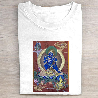 Buddhist Thangka Art T-Shirt  Blue Buddha Design  Spiritual Meditation Clothing  Unique Tibetan Style Graphic Tee  Men Women Unisex Fit  Comfortable Cotton Top