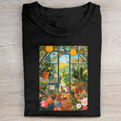 Colorful Garden Window Graphic T-Shirt