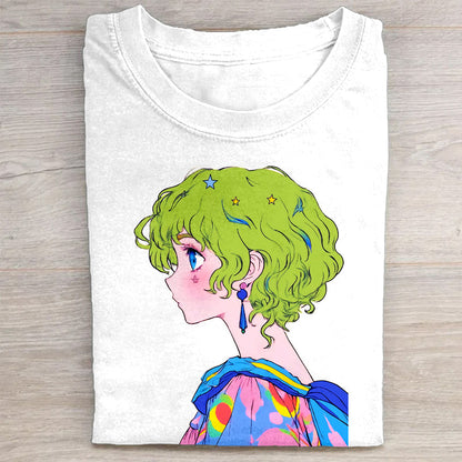 Colorful Anime Girl Graphic T-Shirt