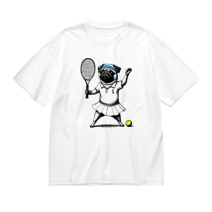 Cute Pug Playing Tennis Graphic T-Shirt