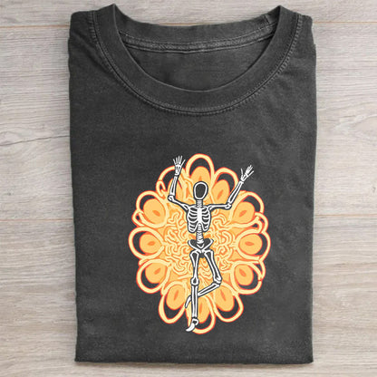 Skull Skeleton Floral Graphic Print Men's Casual T-Shirt