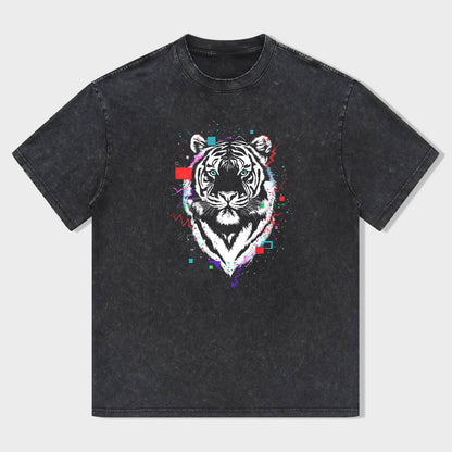 Tiger Graphic Print Men's Fashion Casual Short Sleeve T-Shirt