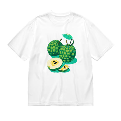 Green Fruit Graphic White T-Shirt