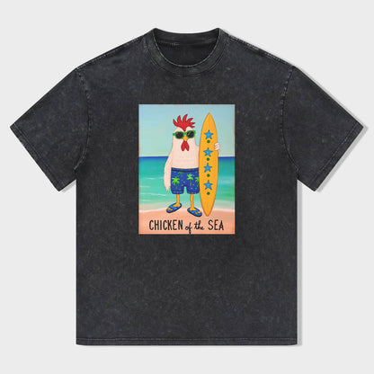 Chicken of the Sea Surfing Rooster Graphic T-Shirt