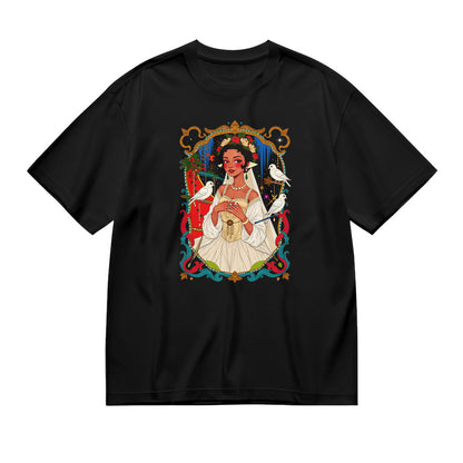 Girl feeding pigeons T-Shirt