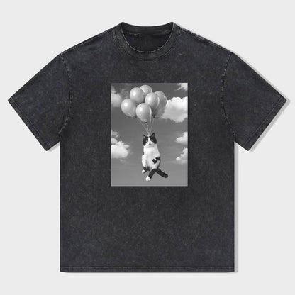 Cute Cat with Balloons Graphic T-Shirt
