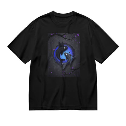 Black T-Shirt with Blue Dragon Graphic Design