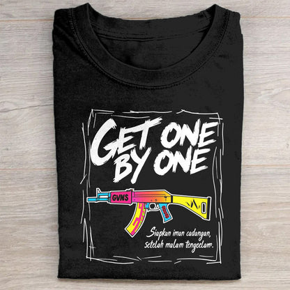 Get One By One Graphic Design Black T-Shirt