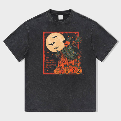 Dark Halloween Pumpkin Stuffed Pickle T-Shirt - heygraff